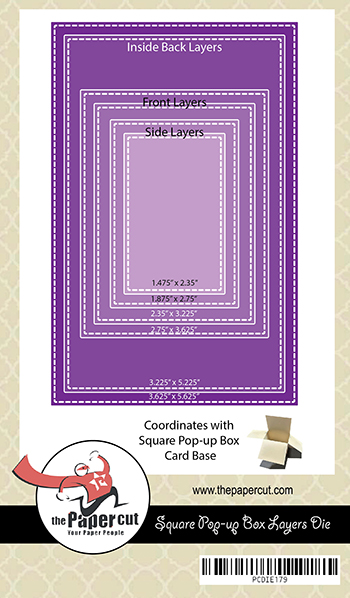 Square Pop Up Box Card LAYERING Die Set<br>Set of 6 Dies